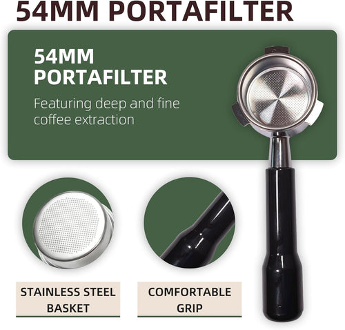 54mm Bottomless Portafilter for Breville Barista Express/Pro/Touch/Bambino18-21g Precision Basket, Stainless Steel 304 Filter Basket,Naked Portafilter for Espresso Extraction(54mm Black)