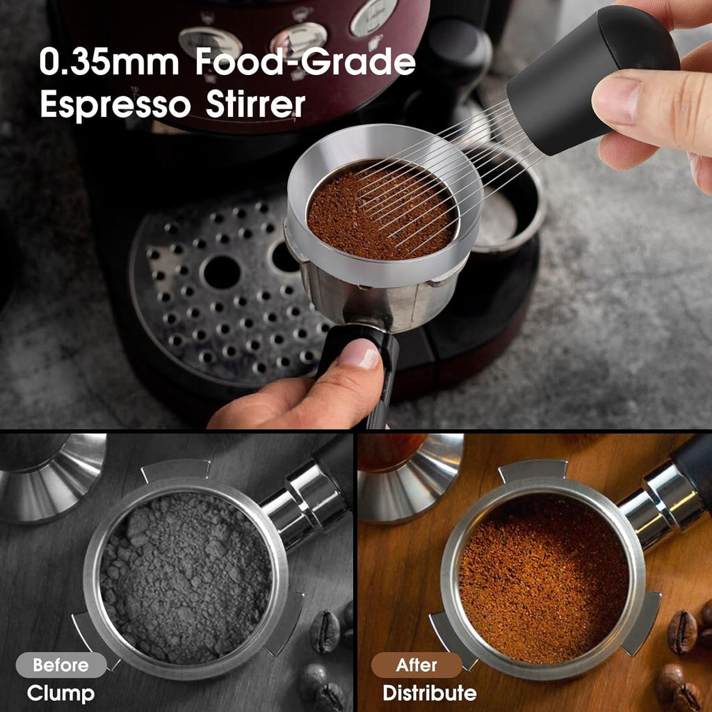 Reoszeank 51mm Espresso Accessories Kit, Spring Loaded Calibrated Tamper, WDT Tool and Dosing Funnel Set Fits Delonghi CASABREWS and atatix 51 mm Espresso Coffee Machines and Portafilter